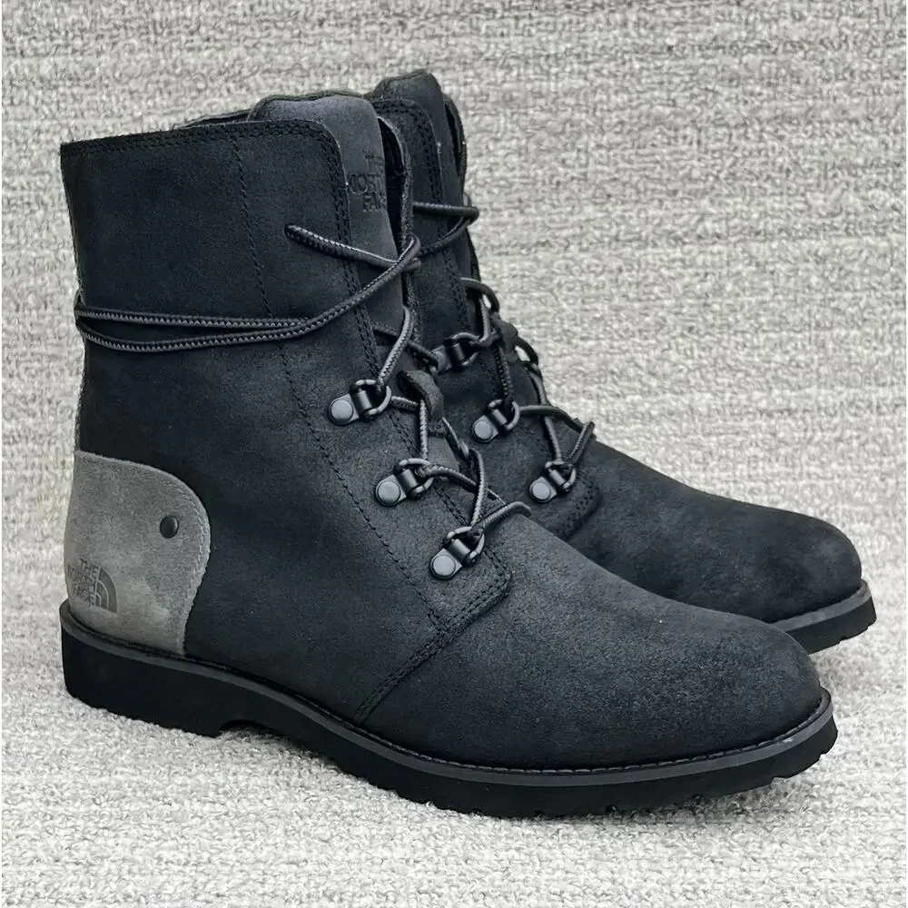 The North Face Ballard Lace II Winter Black Leather Boots Women's Size 8 US